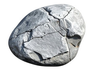  Single Gray Rock with Rough Texture, Isolated on Transparent Background