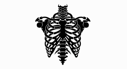 Black silhouette of a human rib cage and spine, representing anatomy and skeletal structure