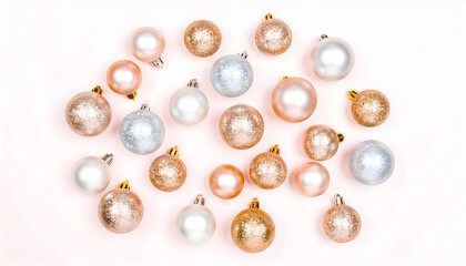 Festive Christmas Baubles on Light Background