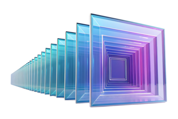 Infinite Dimensional Squares Modern Abstract Illustration white background, isolated on transparent background