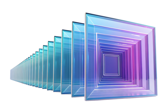 Infinite Dimensional Squares Modern Abstract Illustration white background, isolated on transparent background