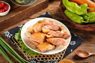 Whole Duck with Secret Flavor Marinade - Traditional Farmers Recipe with Dried Herbs and Fresh Vegetables