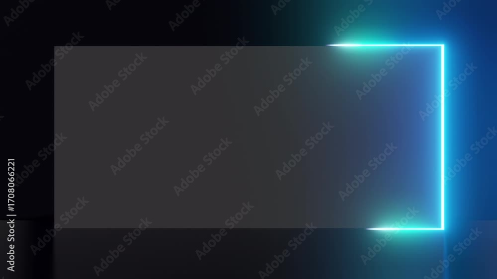Poster endless corridor with neon lines tending up and moving forward a concrete corridor illuminated with 