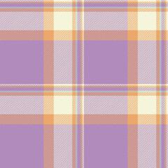 Classic plaid pattern with lavender, cream, and orange. Represents tradition, heritage, and warmth. Ideal for textile designs, backgrounds, and creative projects.