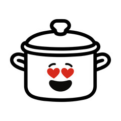 character emotion saucepan love vector on white background Vector icon character with emotion