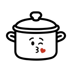character emotion saucepan kiss vector on white background Vector icon character with emotion