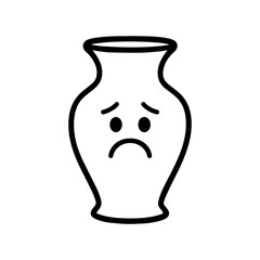 character emotion vase sadness vector on white background Vector icon character with emotion