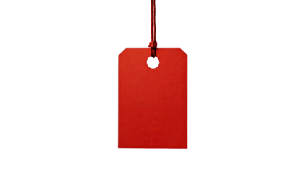 Red tag hangs, simple design