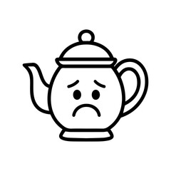 character emotion teapot sadness vector on white background Vector icon character with emotion
