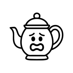 character emotion teapot fear vector on white background Vector icon character with emotion