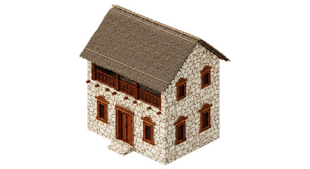 mediterranean coastal villa a 3d model of rustic charm and serenity, isolated on transparent background