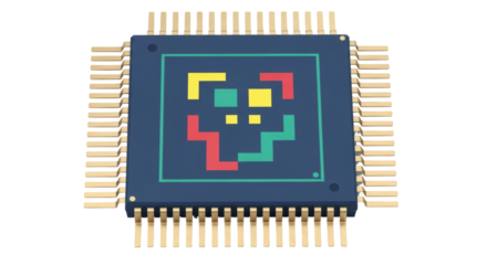 Isolated microchip circuit with pins, technology component for electronics and computing