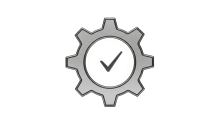 Isolated complete gear with a checkmark, a symbol of settings and the approval of the process