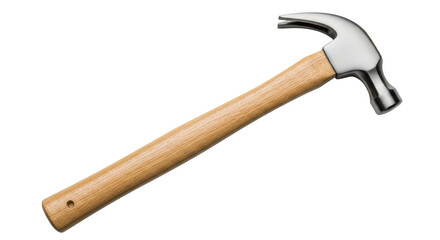 Isolated claw hammer with wooden handle, an essential tool for driving and removing nails