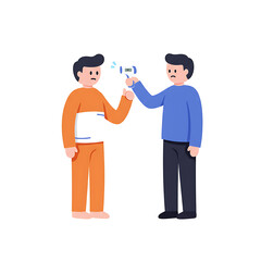 Cartoon illustration of contactless temperature check during virus outbreak