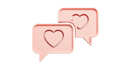 Fototapeta premium Isolated romantic love speech bubbles notification icons, concept of social media reactions