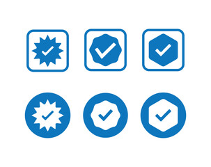 Verified icon symbol, approved profile sign,  tick in circles and rounded corner, vector illustration eps 10.