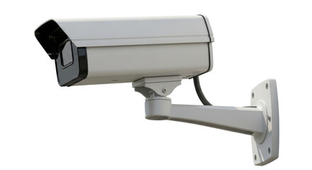 Isolated security camera system on arm bracket, modern video surveillance equipment for home or business
