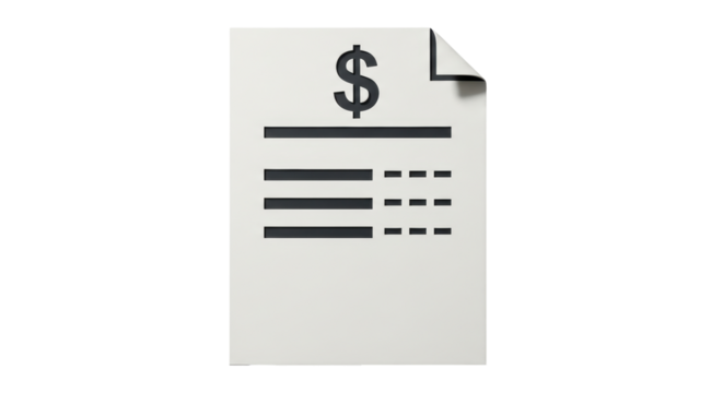 Isolated bill icon symbolizing financial expenses and banking invoice payments receipt document
