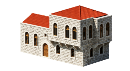 mediterranean stone house a 3d model of coastal charm and architectural heritage, isolated on transparent background