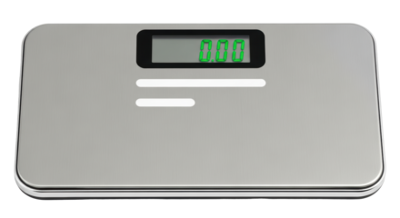 Isolated, digital bathroom scale for weighing people, fitness and health equipment