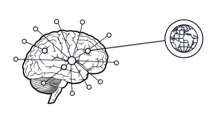 Isolated Brain and Globe Conceptual Connection Image for Knowledge and Global Awareness