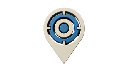 Isolated Location Pin Marker Icon Symbol, Circular Target Inside, Navigation, Cartography, Map