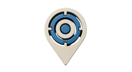 Isolated Location Pin Marker Icon Symbol, Circular Target Inside, Navigation, Cartography, Map