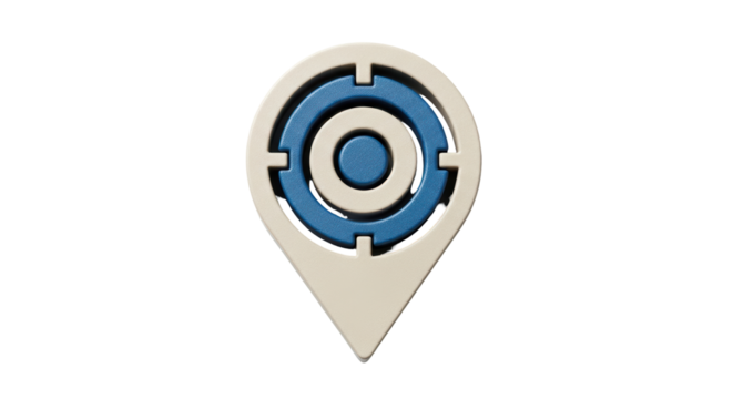 Isolated Location Pin Marker Icon Symbol, Circular Target Inside, Navigation, Cartography, Map