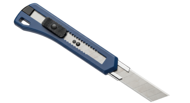 Isolated Utility Knife Tool with Retractable Blade for Cutting and Crafts, Sharp Blade