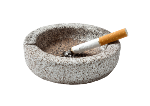 Stone ashtray, cigarette stub