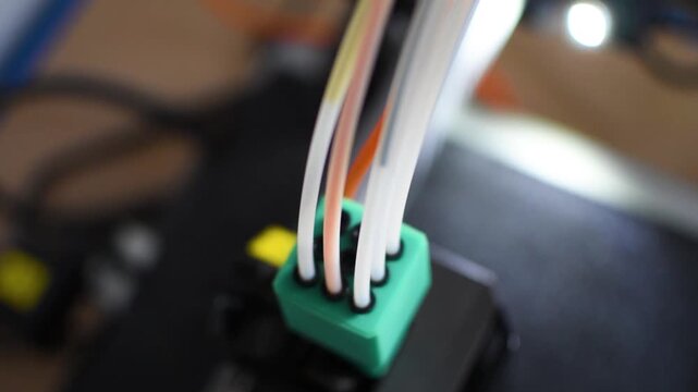 3d printer printing an object on the tray with pla filament, corn starch, non waterproof filament