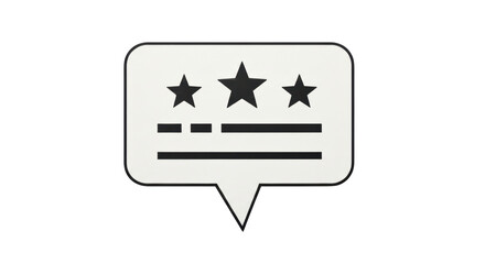 Isolated customer rating reviews with three stars, testimonial speech bubble feedback