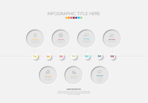 Minimalist Infographic Timeline Design Template with Milestones and Icons