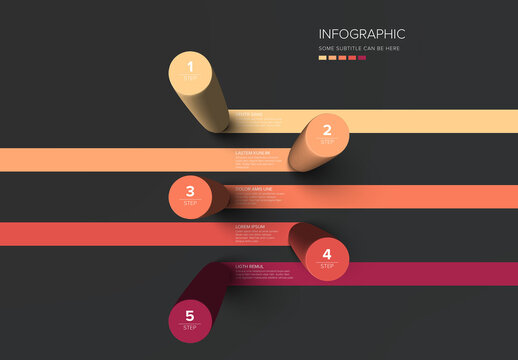 Modern 3D Infographic Template with 5 Steps on Dark Background