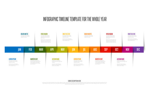 Colorful Full Year Infographic Timeline Template for Project Planning