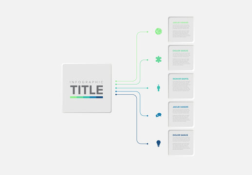 Minimalist Infographic Layout with Connections and Text Boxes