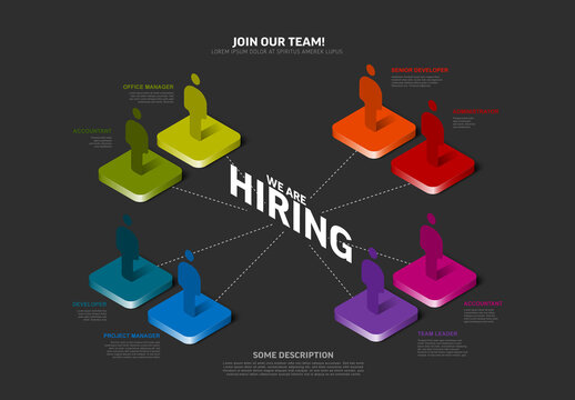 We Are Hiring: Isometric Icon Infographic banner or poster