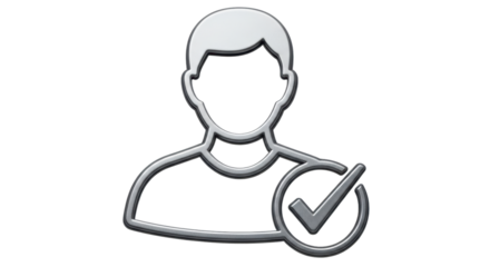 Isolated user verified badge, profile icon, identity confirmed, checkmark symbol, membership