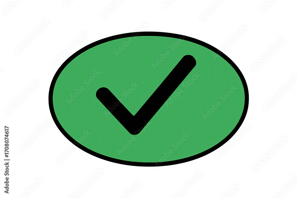 Poster check mark symbol representing approval, agreement, or verification, set against a transparent backg