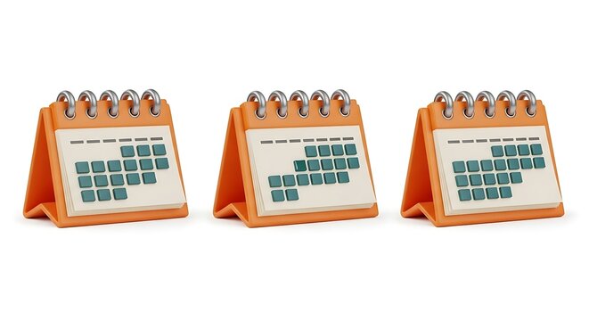 Three Orange Desk Calendars.