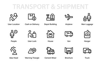 Delivery and Transport Professional Line Icon Pack &ndash; Modern Minimal Vector Collection with Creative and Unique Logistics and Cargo Delivery Symbols