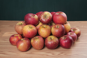 Freshly Cut Yunnan Apples with Natural Imperfections on Wooden Table - Organic Fruit Display
