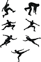 Silhouette of a Man Performing Parkour Moves jumping