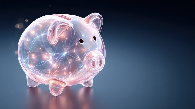 Glowing piggy bank symbolizing savings and investment growth
