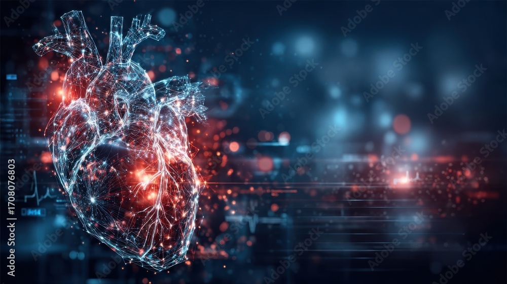 Aufkleber A digital rendering of the human heart symbolizing the convergence of medical science and advanced technology showcasing the innovative and transformative potential of the future