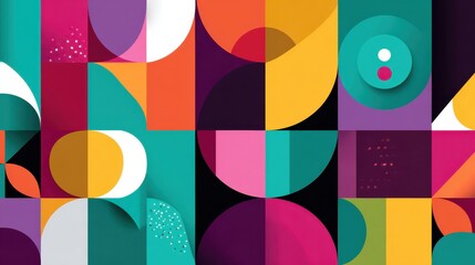 Colorful geometric shapes creating a modern and vibrant design