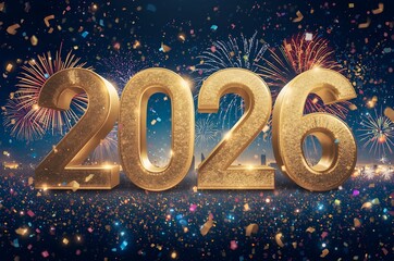 Sparkling 2026 Numbers with Fireworks Display