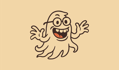 Happy Cartoon Ghost with Glasses, ghost, cartoon ghost, happy ghost,