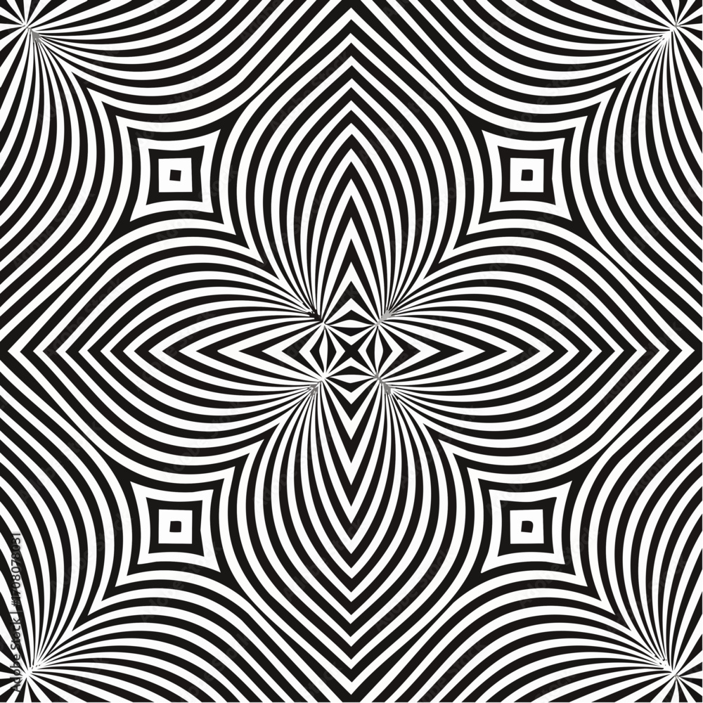 Poster illusion seamless pattern. repeating psychedelic pattern with geometric shapes and optical illusion 